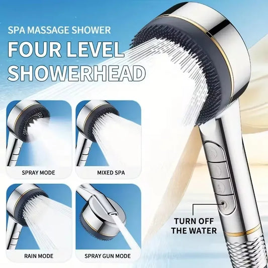 Filtered High-Pressure Shower Head — 4-Speed for Healthier Skin & Hair