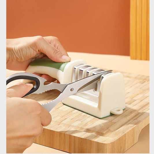 Handheld Knife Sharpener — 3 & 4 Stage Quick Sharpening Tool with Non-Slip Base