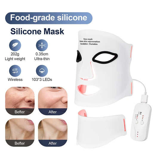 LED Photon Red Light Infrared Therapy Facial Mask/ Wireless Use