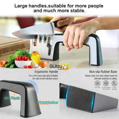 4-Stage Professional Knife & Scissor Sharpener — Diamond, Ceramic & Tungsten