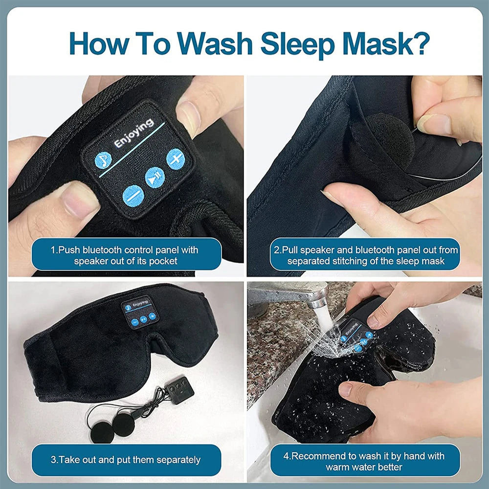 Bluetooth 3D Eye Mask for Music Play, Headphones with Built-in HD Speaker