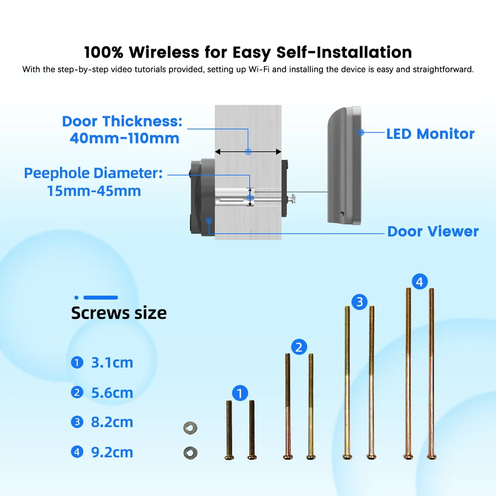 WiFi Door Bell Eye Peephole Camera/ Motion Detector Alexa Google Digital Viewer