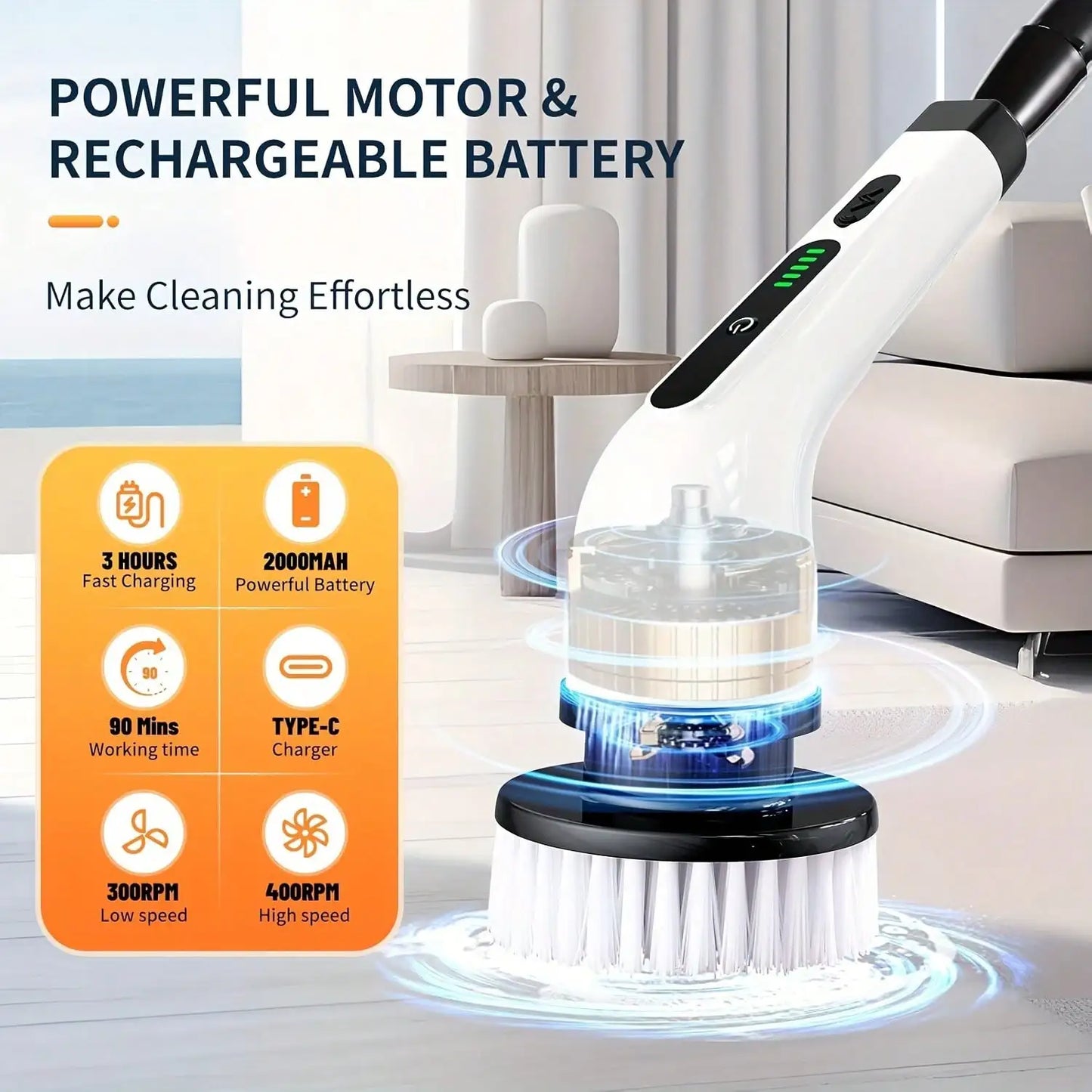 9-in-1 Cordless Electric Spin Scrubber — Waterproof Cleaning Brush for Tile, Tub & Floor