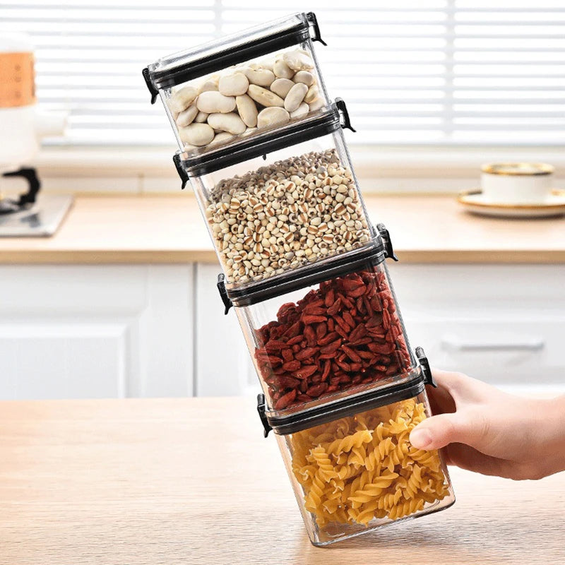 Sealed Kitchen Grain Storage Jars — Airtight Acrylic Organizer Set