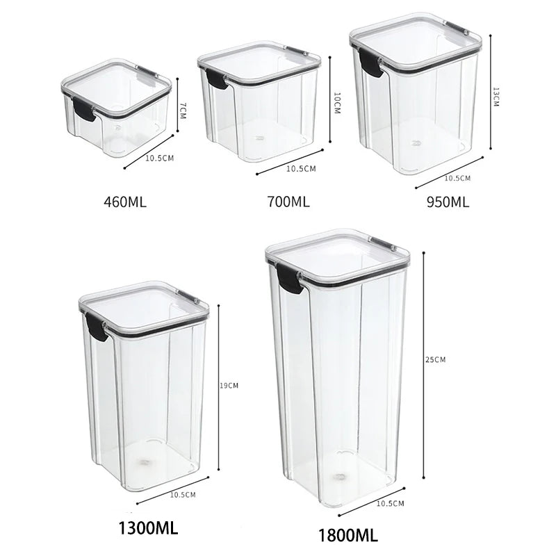 Sealed Kitchen Grain Storage Jars — Airtight Acrylic Organizer Set