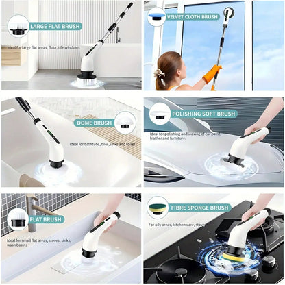 9-in-1 Cordless Electric Spin Scrubber — Waterproof Cleaning Brush for Tile, Tub & Floor