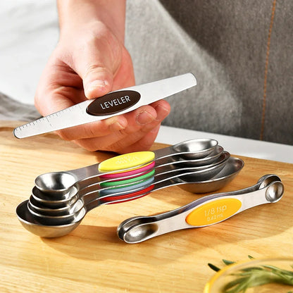 Magnetic Measuring Spoon Set — 8-Piece Stackable Stainless Steel
