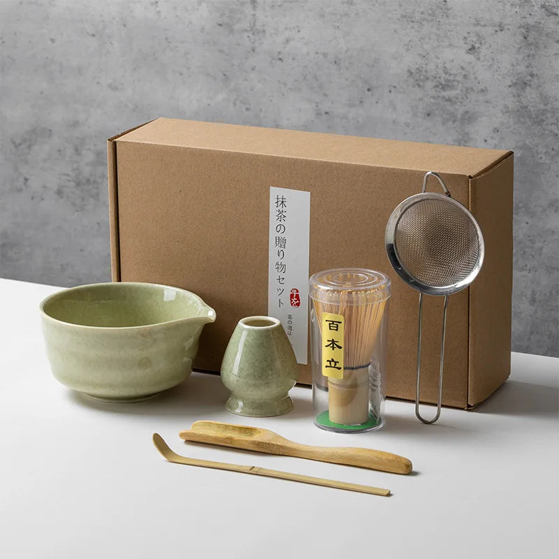 Japanese Style Matcha Tea Set with Bamboo Whisk Scoop, Traditional Indoor Handmade Tea-making Tools 4/5pcs/set