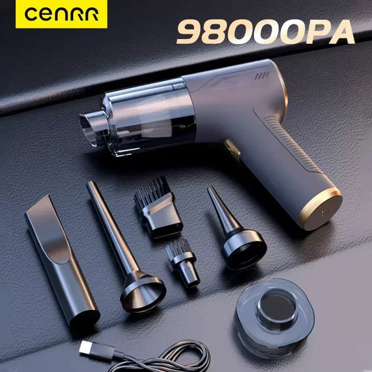98000PA Cordless Mini Car Vacuum Cleaner — Handheld Wet & Dry with HEPA Filter