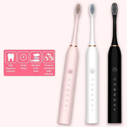 3Pcs/Set Electric Ultrasonic Toothbrush Six Speed Mode Home Soft Hair USB Charging Waterproof Adult Tooth Cleaner‘