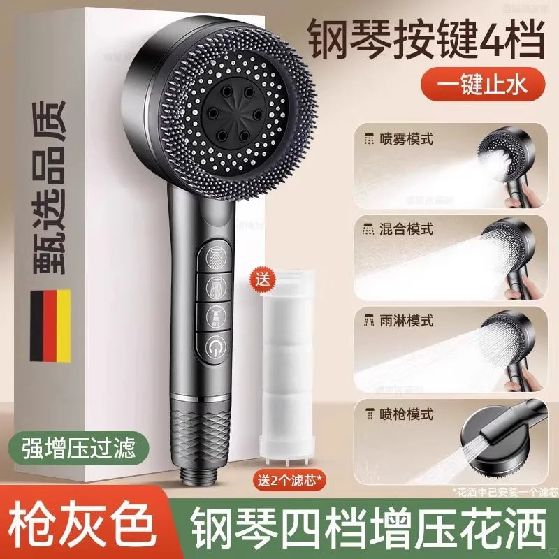 Filtered High-Pressure Shower Head — 4-Speed for Healthier Skin & Hair
