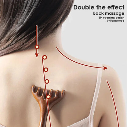 6-Claw Sandalwood Facial Lymphatic Drainage Massager — Jawline Sculpting Tool