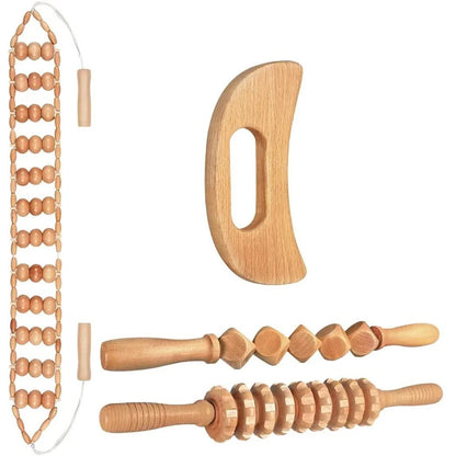 Wooden Lymphatic Drainage Massager Kit — Maderoterapia Body Contouring Set