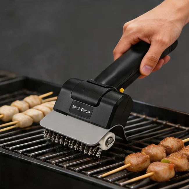 Cordless Electric Grill Brush 2000mAh Rechargeable Stainless Steel BBQ Brush Outdoor Barbecue Grill Brush Fabric Cleaner
