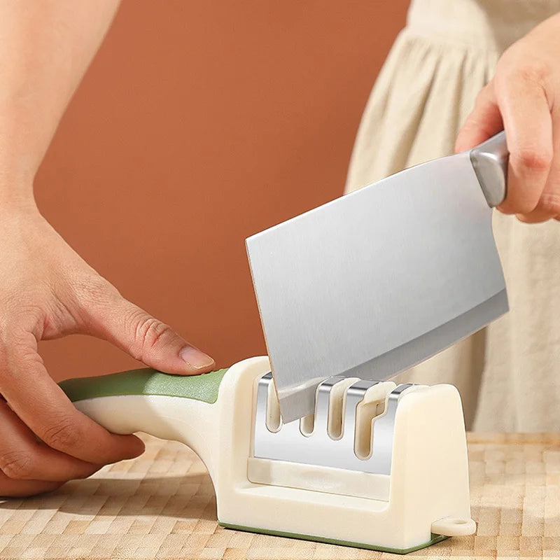 Handheld Knife Sharpener — 3 & 4 Stage Quick Sharpening Tool with Non-Slip Base