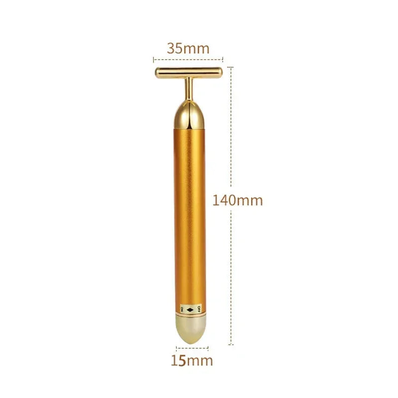 24K Gold Face Lift Vibration Massager — T-Bar Facial Slimming Stick