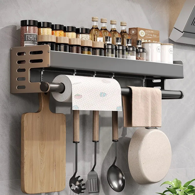 No-Drill Wall Mounted Multi-Functional Organizer for Spices and Knives