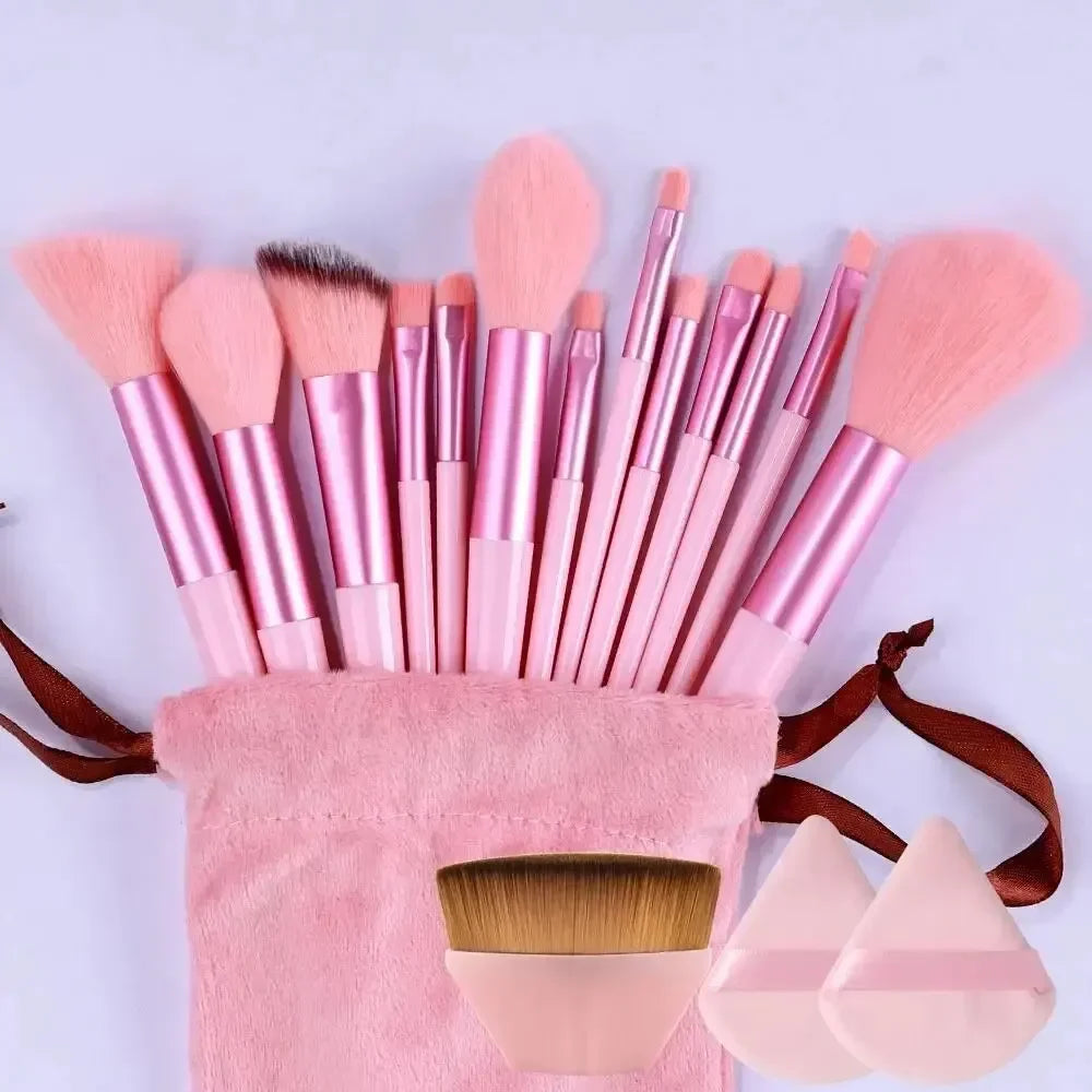 Soft Fluffy Cosmetic Brushes for Foundation, Powder, Eyeshadow & Blending