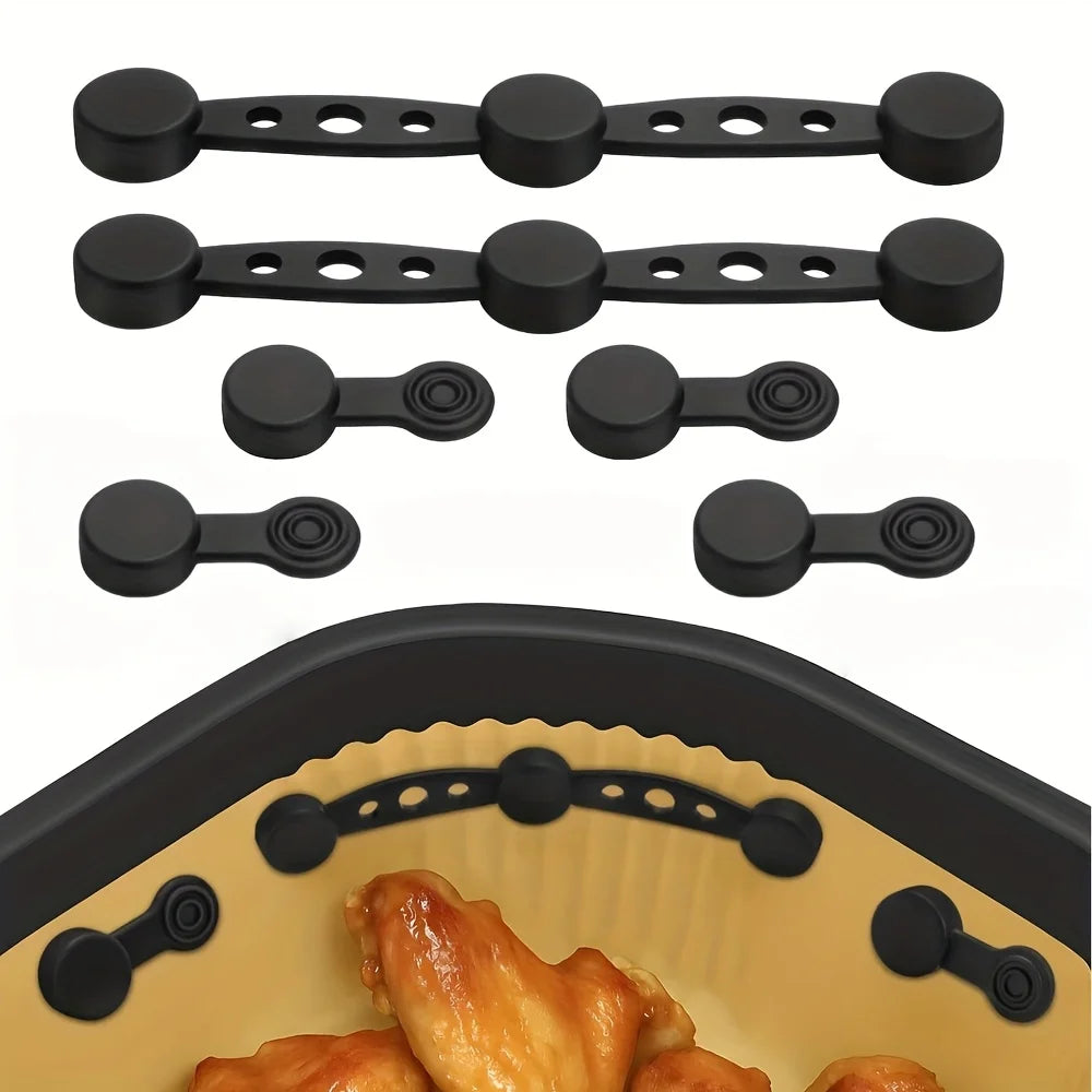 Magnetic Silicone Air Fryer Clips — Non-Stick Parchment Fasteners, Set of 6