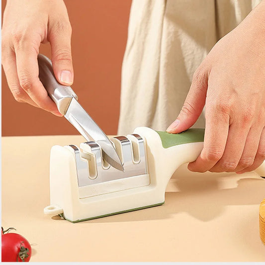 Handheld Knife Sharpener — 3 & 4 Stage Quick Sharpening Tool with Non-Slip Base