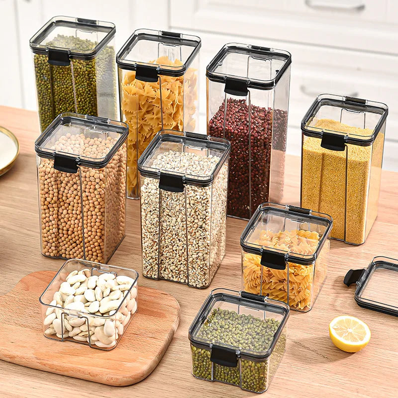 Sealed Kitchen Grain Storage Jars — Airtight Acrylic Organizer Set