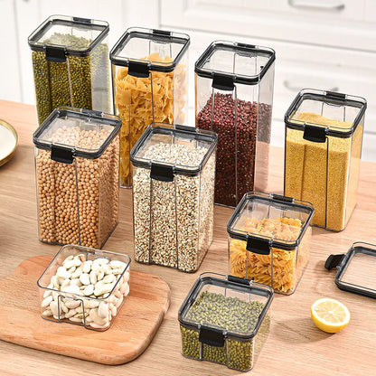 Sealed Kitchen Grain Storage Jars — Airtight Acrylic Organizer Set