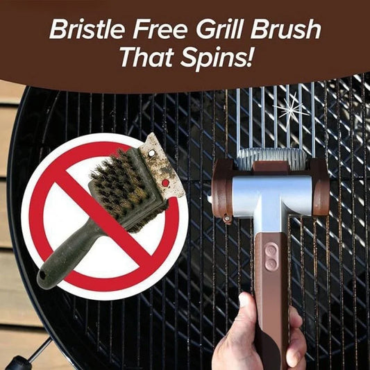Electric BBQ Grill Brush — Rechargeable, LED Light, 304 Stainless Steel Replaceable Heads
