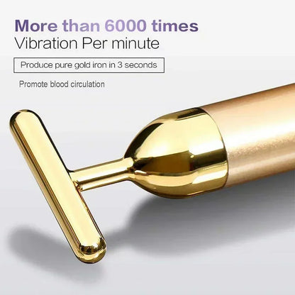 24K Gold Face Lift Vibration Massager — T-Bar Facial Slimming Stick