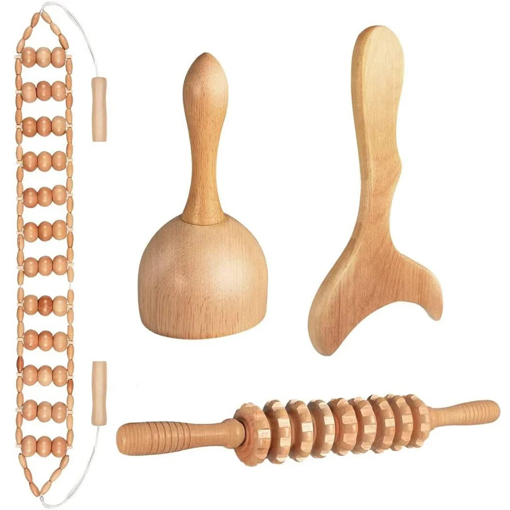 Wooden Lymphatic Drainage Massager Kit — Maderoterapia Body Contouring Set