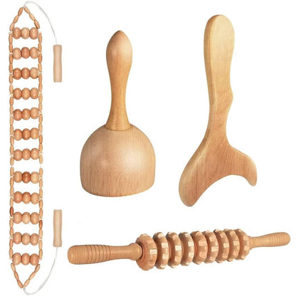 Wooden Lymphatic Drainage Massager Kit — Maderoterapia Body Contouring Set