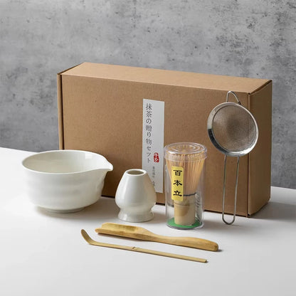 Japanese Style Matcha Tea Set with Bamboo Whisk Scoop, Traditional Indoor Handmade Tea-making Tools 4/5pcs/set