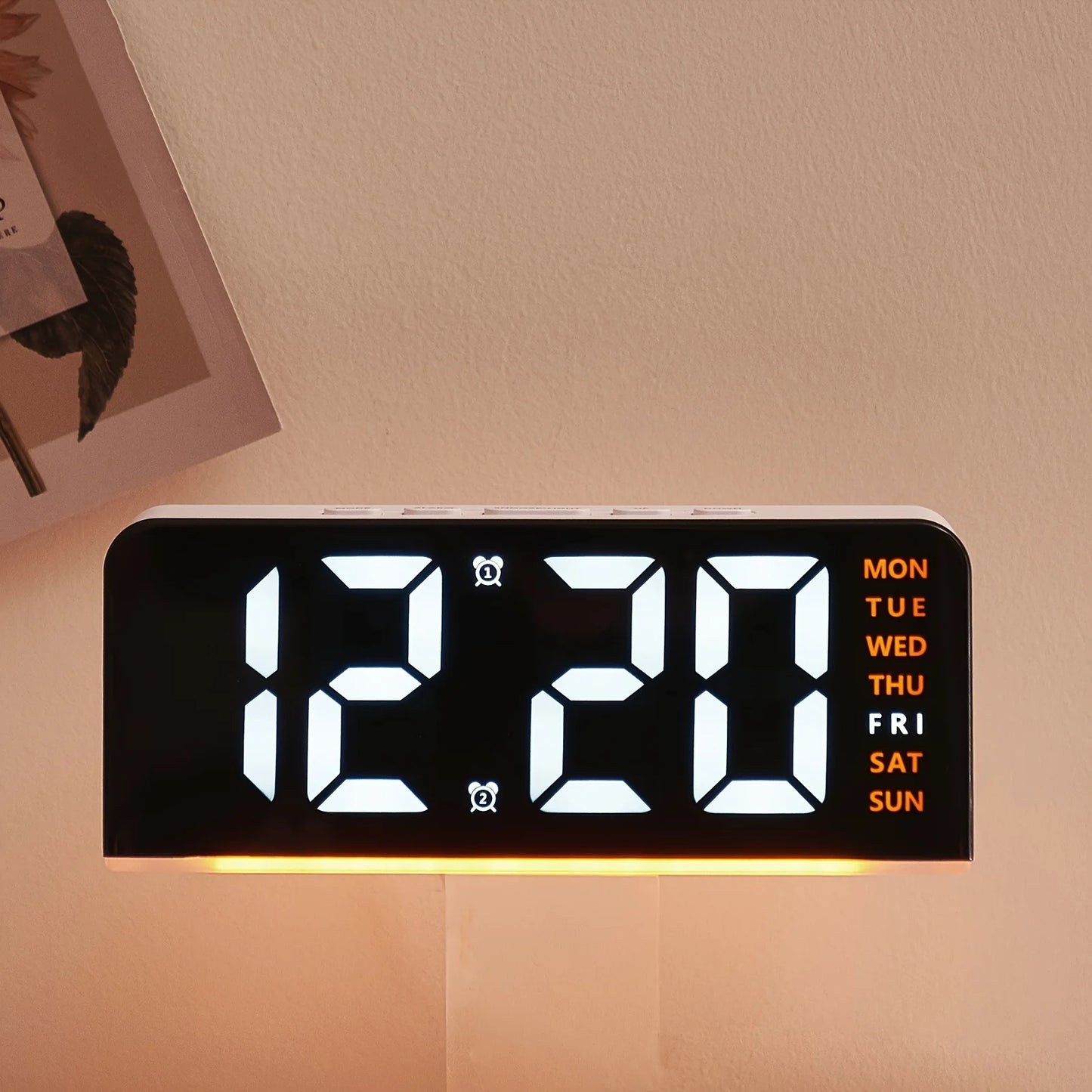 Digital LED Alarm Clock — Night Light, Temperature Display & Snooze