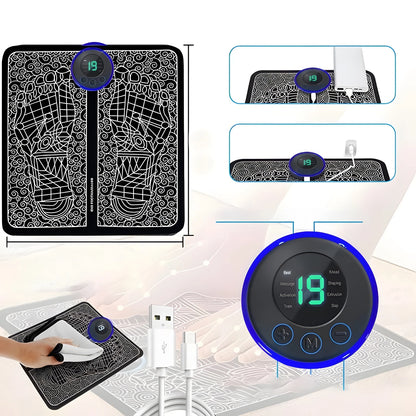 Electric Foot Massager Pad — 8 Modes, 19 Intensity Levels EMS Therapy