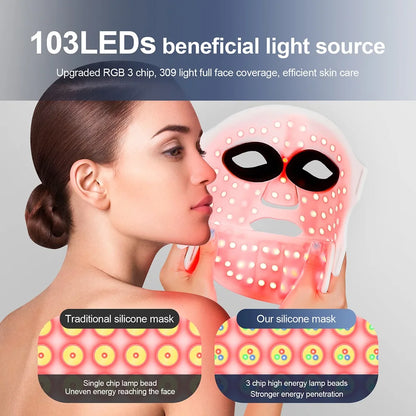 LED Photon Red Light Infrared Therapy Facial Mask/ Wireless Use