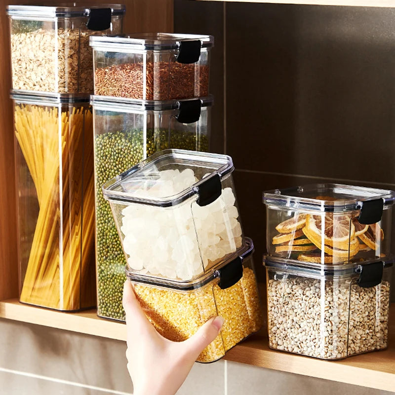 Sealed Kitchen Grain Storage Jars — Airtight Acrylic Organizer Set