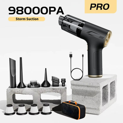 98000PA Cordless Mini Car Vacuum Cleaner — Handheld Wet & Dry with HEPA Filter