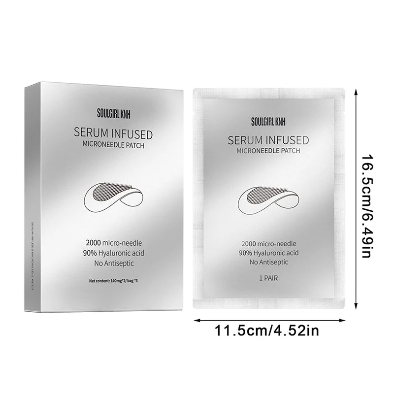 1Pair Microneedle Eye Patches Mask Soluble Hyaluronic Acid Blemish Treatment Sticker 0.25mm Needle Length 2000 Microneedle