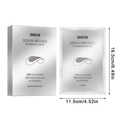 1Pair Microneedle Eye Patches Mask Soluble Hyaluronic Acid Blemish Treatment Sticker 0.25mm Needle Length 2000 Microneedle