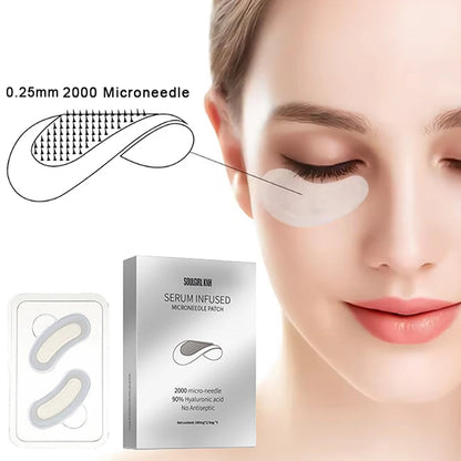 1Pair Microneedle Eye Patches Mask Soluble Hyaluronic Acid Blemish Treatment Sticker 0.25mm Needle Length 2000 Microneedle