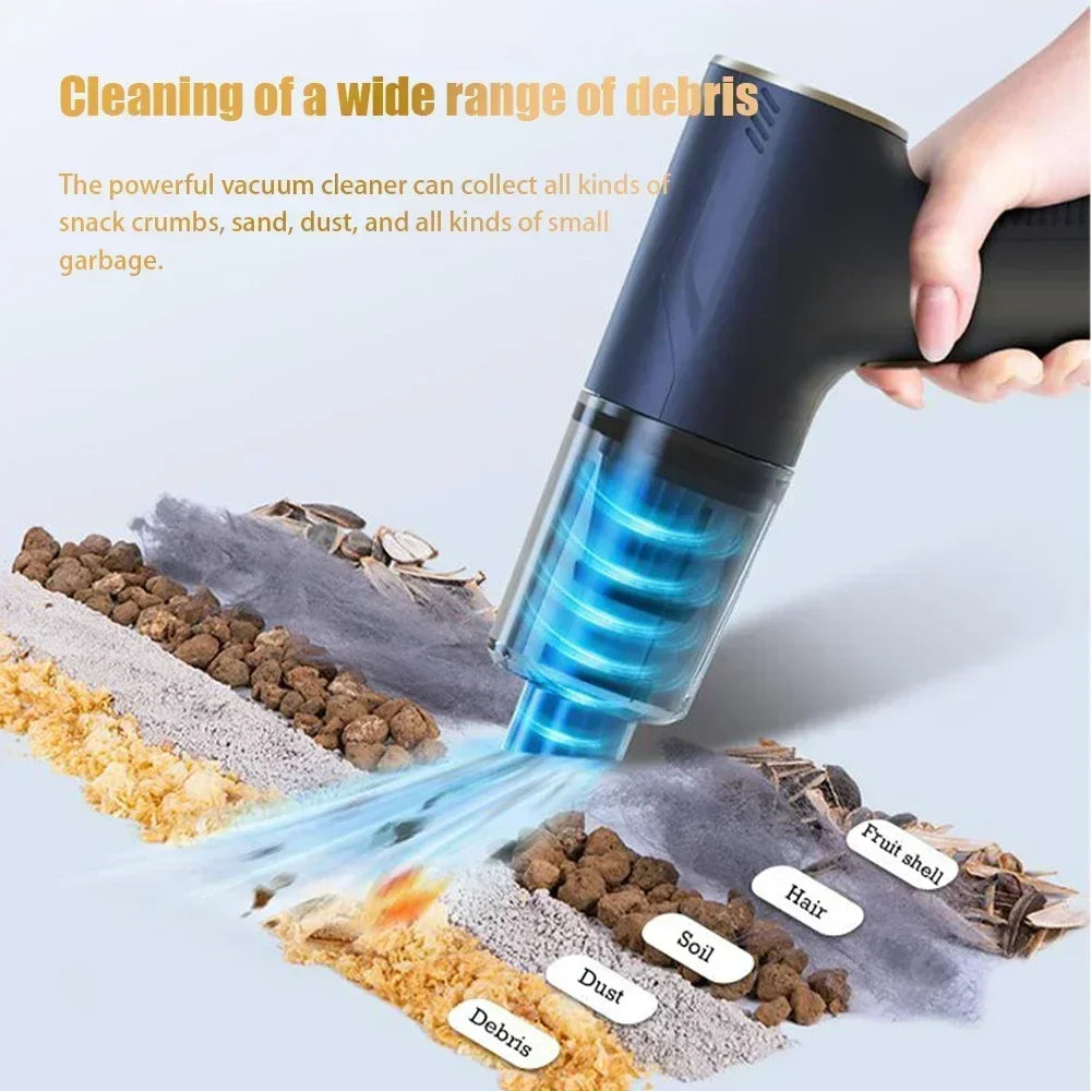 98000PA Cordless Mini Car Vacuum Cleaner — Handheld Wet & Dry with HEPA Filter