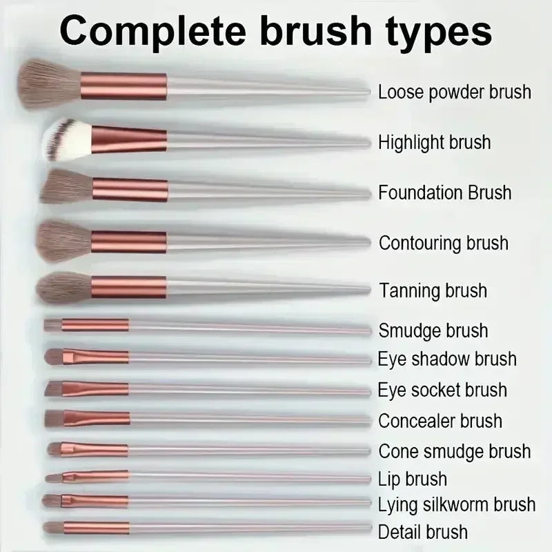 Soft Fluffy Cosmetic Brushes for Foundation, Powder, Eyeshadow & Blending