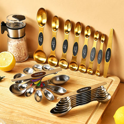 Magnetic Measuring Spoon Set — 8-Piece Stackable Stainless Steel