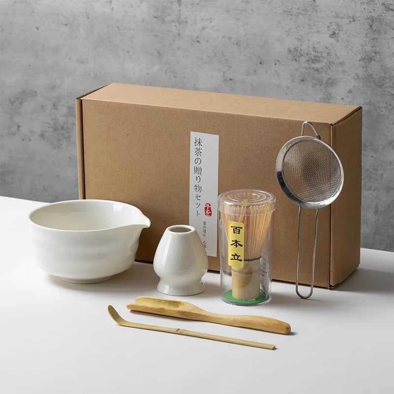 Japanese Style Matcha Tea Set with Bamboo Whisk Scoop, Traditional Indoor Handmade Tea-making Tools 4/5pcs/set