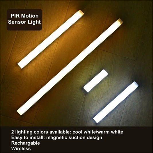 PIR Motion Sensor LED Bar Light — Rechargeable, Dimmable, Magnetic Mount