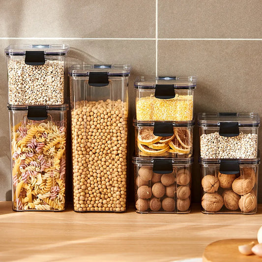 Sealed Kitchen Grain Storage Jars — Airtight Acrylic Organizer Set