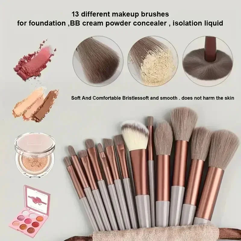 Soft Fluffy Cosmetic Brushes for Foundation, Powder, Eyeshadow & Blending