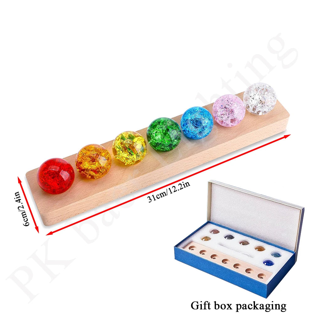Natural Healing Crystal Sphere Set — 7 Pieces with LED Glow Base