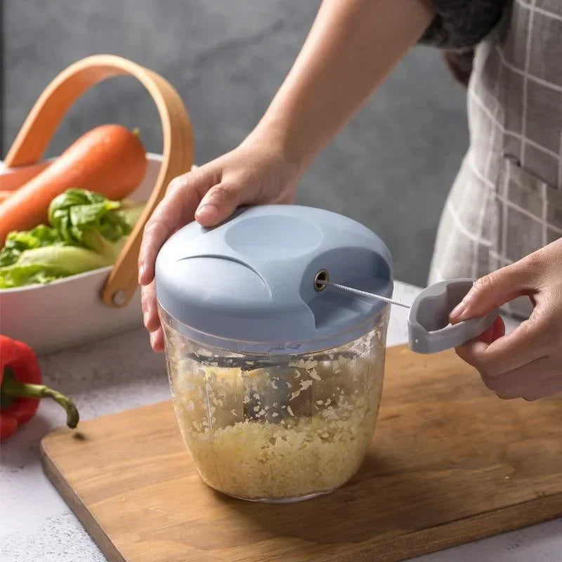 Manual Garlic & Vegetable Chopper — Rotate Press Mincer, 500ml / 900ml