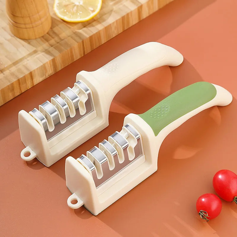 Handheld Knife Sharpener — 3 & 4 Stage Quick Sharpening Tool with Non-Slip Base