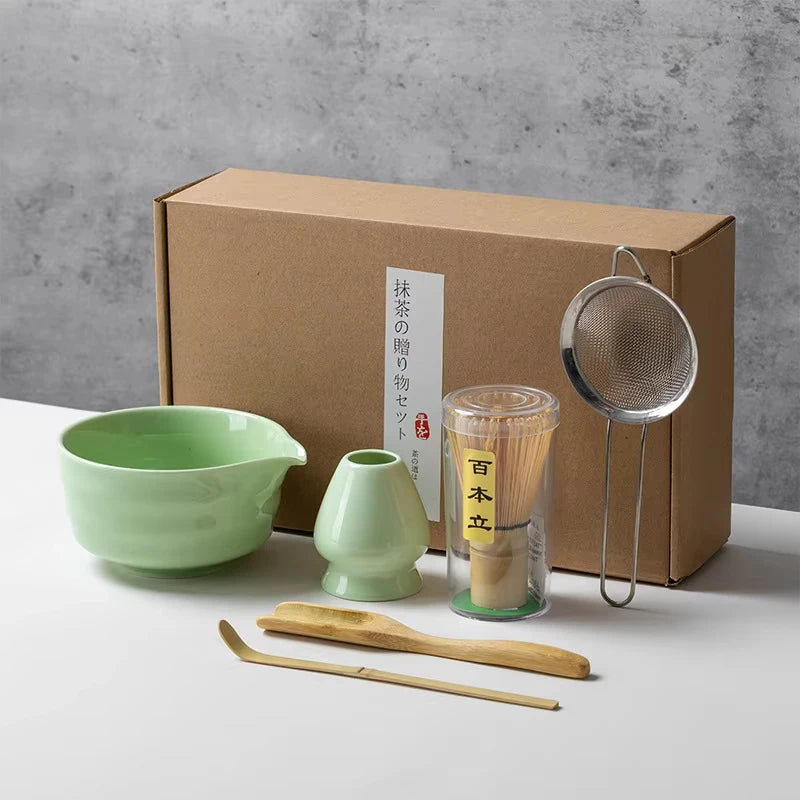 Japanese Style Matcha Tea Set with Bamboo Whisk Scoop, Traditional Indoor Handmade Tea-making Tools 4/5pcs/set